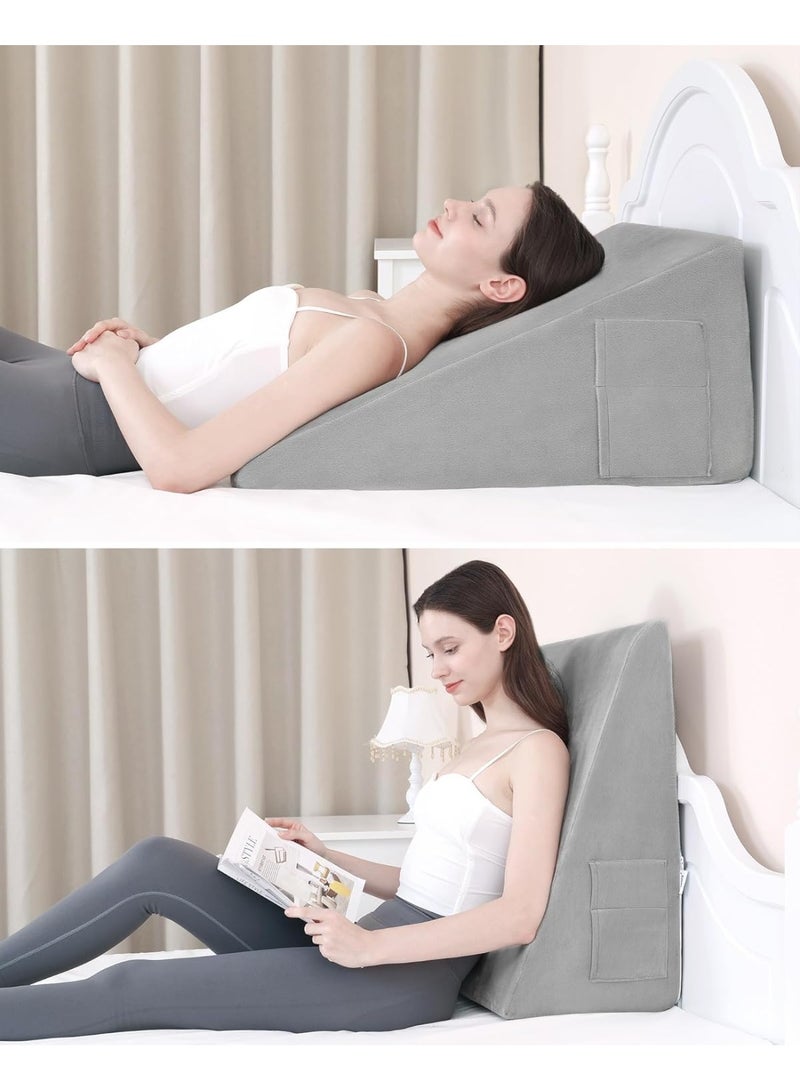 Memory Foam Wedge Pillow for Sleeping Elevated Support Cushion for Snoring Acid Reflux and Post Surgery Recovery Orthopedic Incline Bed Pillow with Washable Cover - Image 1