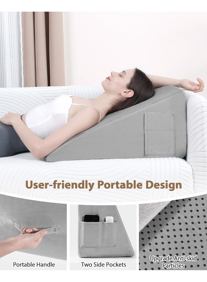 Memory Foam Wedge Pillow for Sleeping Elevated Support Cushion for Snoring Acid Reflux and Post Surgery Recovery Orthopedic Incline Bed Pillow with Washable Cover - Image 3