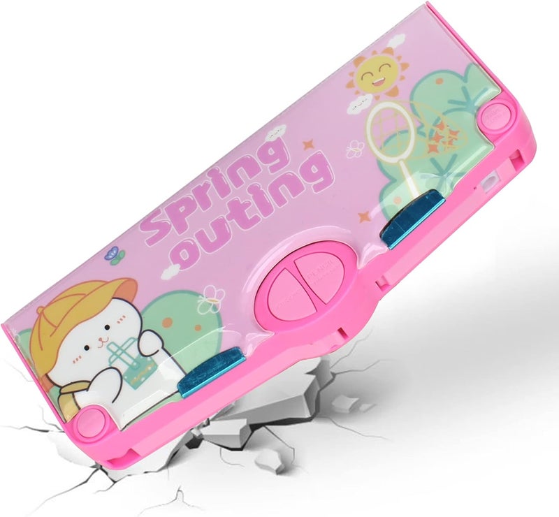 Minache Multifunction Pencil Case, Pencil Box with 2 Compartments for Students - Cartoon Pattern Stationery Set with Pop Out Scissors and Pencil Sharpener - Image 5