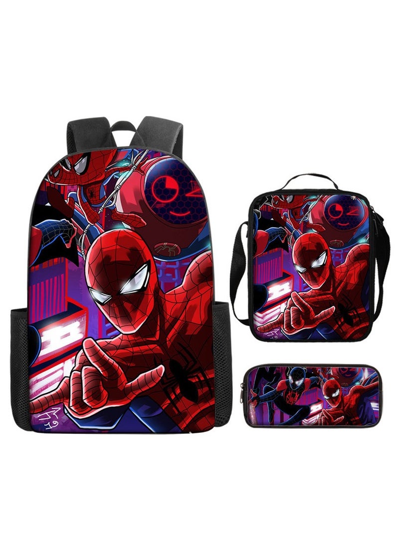 Naruto Spiderman Hero Cartoon Backpack Three-Piece Set 29*42*16cm