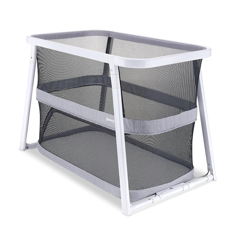 Joovy Coo Bassinet Portable Bassinet with Storage Rocking Playpen Gray - Image 1