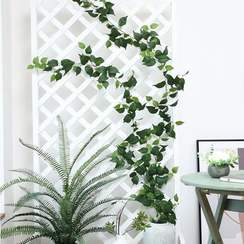mizii 2 Strands Artificial Scindaps Vines Garland 73" Fake Vine with Silk Green Leaves Faux Evergreen Hanging Plants Greenery Decoration for Party Wedding Bedroom Home Wall Room Decor (Scindapsus) - Image 5