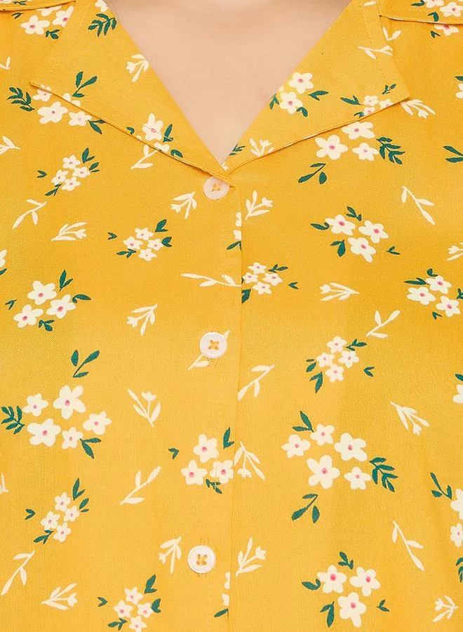 Clovia Clovia Floral Print Short Sleeve Shirt and Pyjama Set