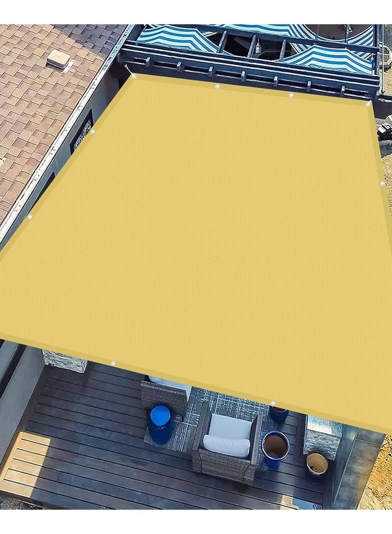 Rectangular Sun Shade Sail 95% UV Protection Rain Canopy with Heavy Duty Anchor Ropes for Outdoor Garden Patio, Sand Yellow, 3 x 6m - Image 1