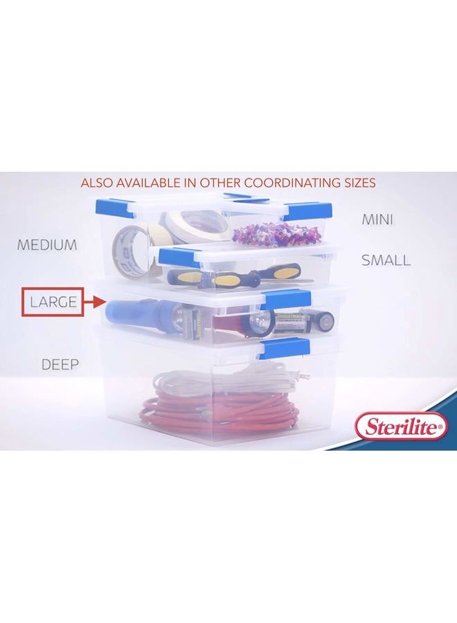 STERILITE 19638606 Large Clip Box, Clear with Blue Aquarium Latches - Image 5