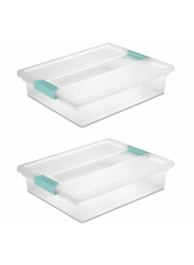 STERILITE 19638606 Large Clip Box, Clear with Blue Aquarium Latches - Image 1