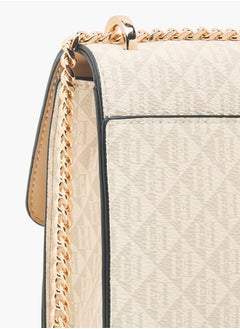 ELLE Women Monogram Print Crossbody Bag with Adjustable Strap and Flap Closure  - Image 5