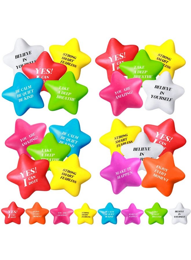 Aoriher Motivational Stress Balls Quote Relief Ball Colorful Inspirational Foam Star Hand Exercise Toy Relieve Anxiety For Adults Girls Boys Party Favors(72 Pcs) - Image 1