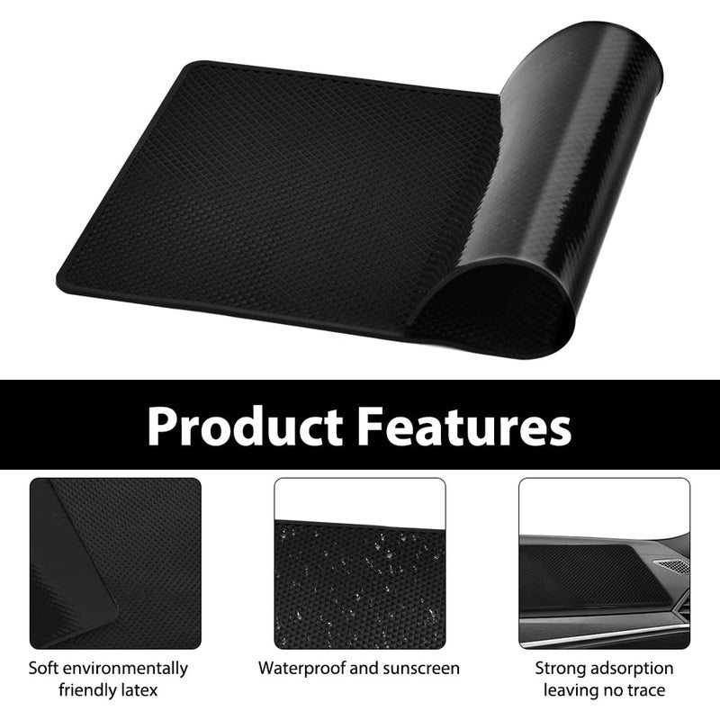 حصيرة مضادة للانزلاق لسطح السيارة من أديوا، 19 × 12 سم، حصيرة تثبيت عالمية من PVC، حصيرة مطاطية مضادة للانزلاق لسطح السيارة للهواتف المحمولة، النظارات الشمسية، المفاتيح، نظام تحديد المواقع، العملات المعدنية (أسود/شبكي) - Image 2