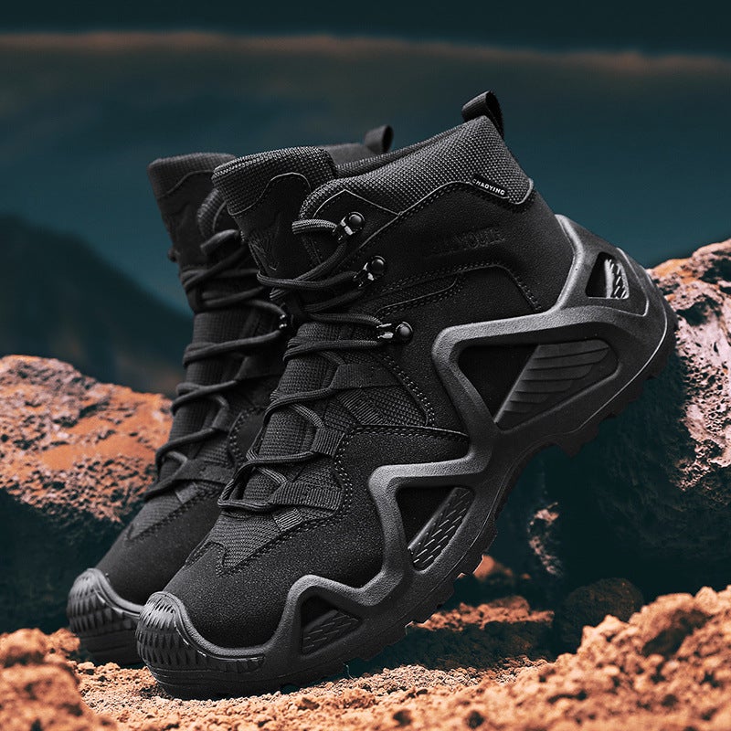 2025 Spring New Outdoor High-Top Mountaineering Shoes Thick-Soled Increased Sneaker Desert Boots Non-Slip Wear-Resistant Outdoor - Image 4