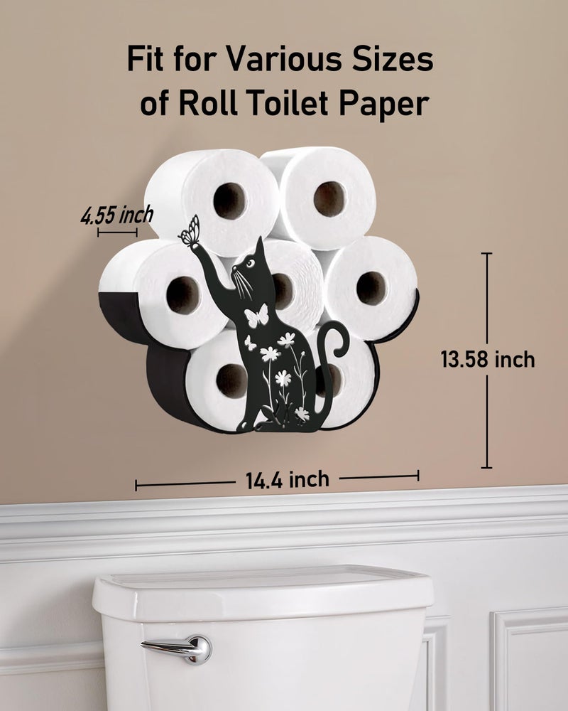 Wigag Cat Toilet Paper Holder for Extra 8 Rolls  Cute Decorative Toilet Paper Storage Wall Mounted  Farmhouse Bathroom Unique Decor Toilet Paper Cabinets Over The Toilet Storage - Image 2