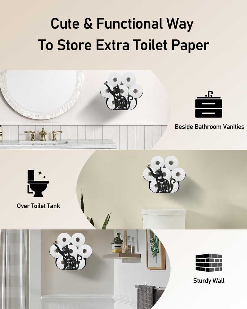Wigag Cat Toilet Paper Holder for Extra 8 Rolls  Cute Decorative Toilet Paper Storage Wall Mounted  Farmhouse Bathroom Unique Decor Toilet Paper Cabinets Over The Toilet Storage - Image 4