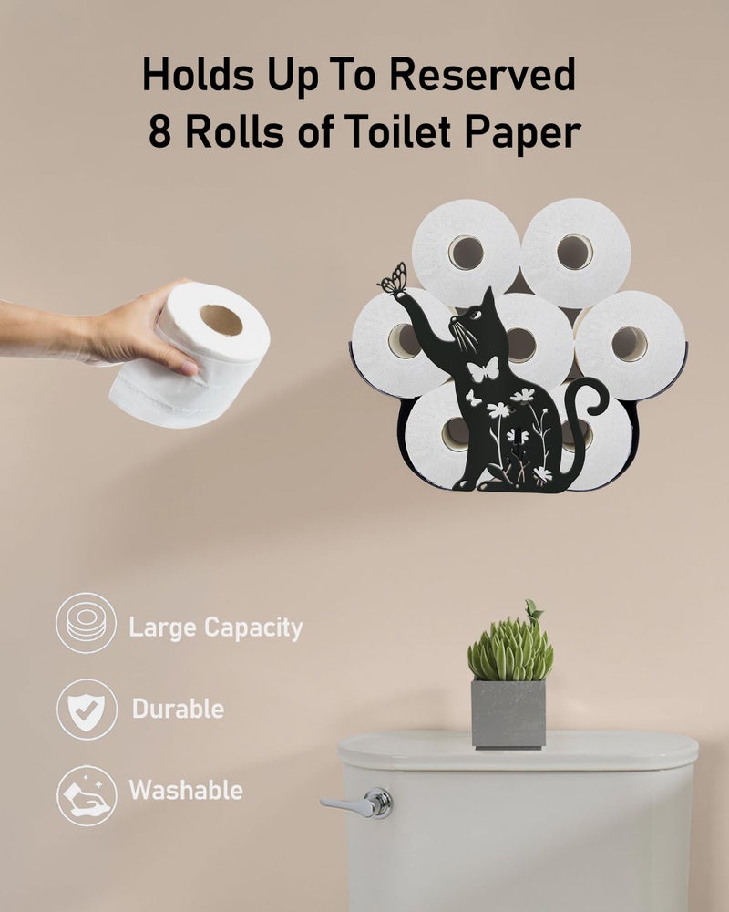 Wigag Cat Toilet Paper Holder for Extra 8 Rolls  Cute Decorative Toilet Paper Storage Wall Mounted  Farmhouse Bathroom Unique Decor Toilet Paper Cabinets Over The Toilet Storage - Image 1