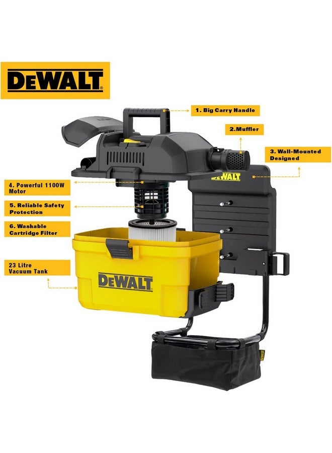 DEWALT 1100W Wet and Dry Garage Vacuum Cleaner with Remote Yellow and Black 23 L DXV23G - Image 5