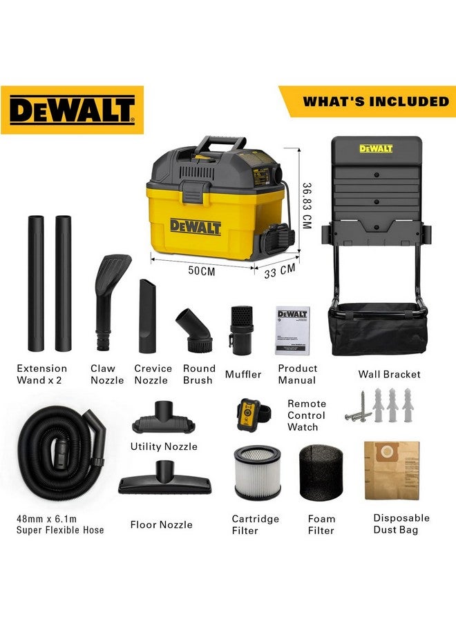 DEWALT 1100W Wet and Dry Garage Vacuum Cleaner with Remote Yellow and Black 23 L DXV23G - Image 3