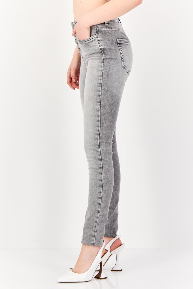 ONLY Women Skinny FIt Washed Denim Jeans, Grey - Image 2