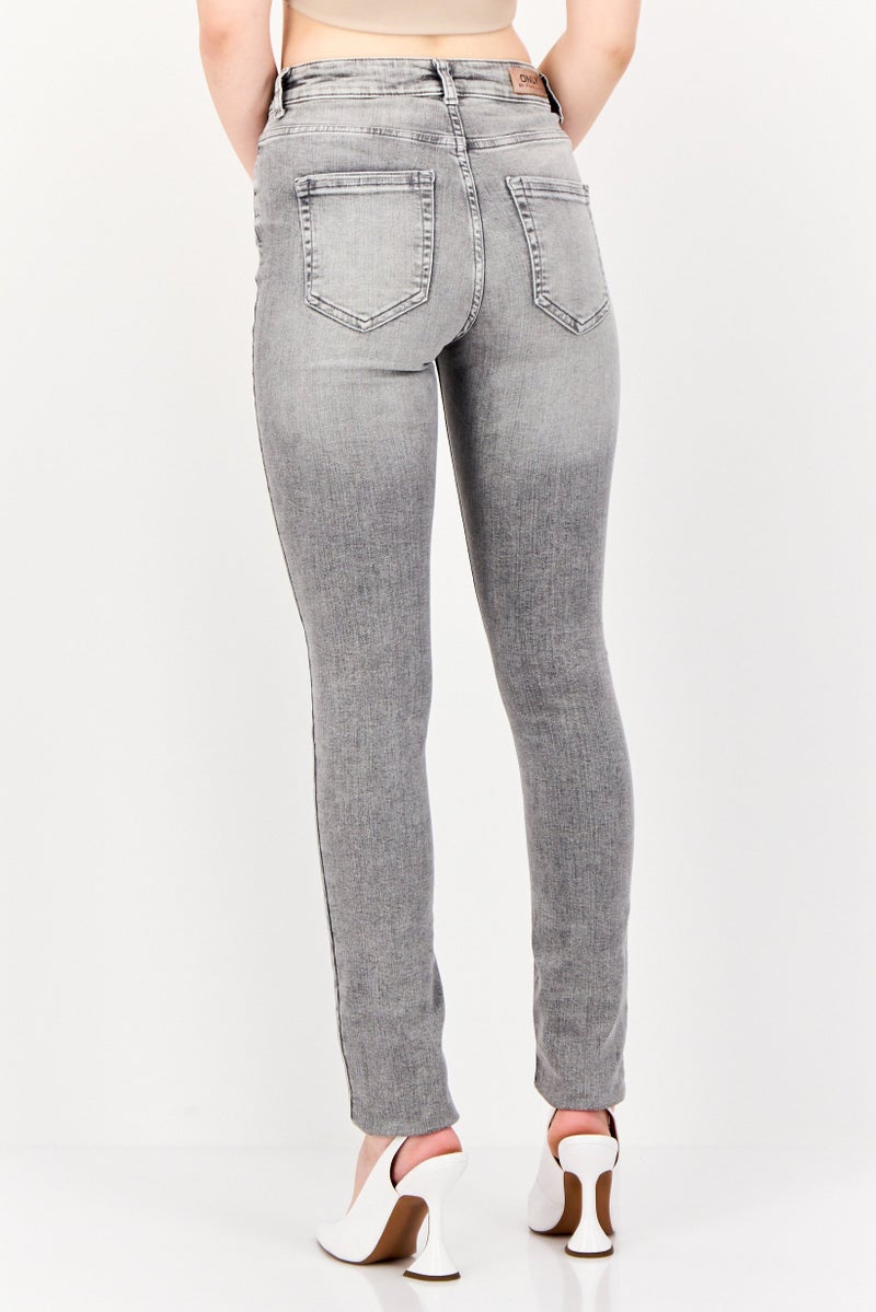 ONLY Women Skinny FIt Washed Denim Jeans, Grey - Image 3
