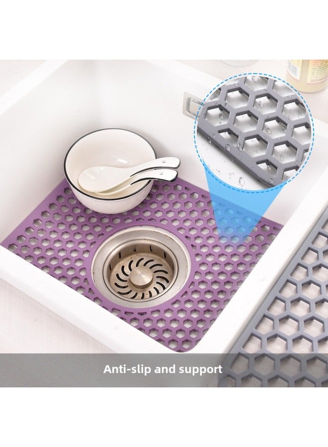 Large Size Silicone Kitchen Hollow Sink Mat Non-Slip Heat Insulation Drain Open Sink Table Mat-Color:Light Lotus Root Starch  31.5*26.5  - Image 5