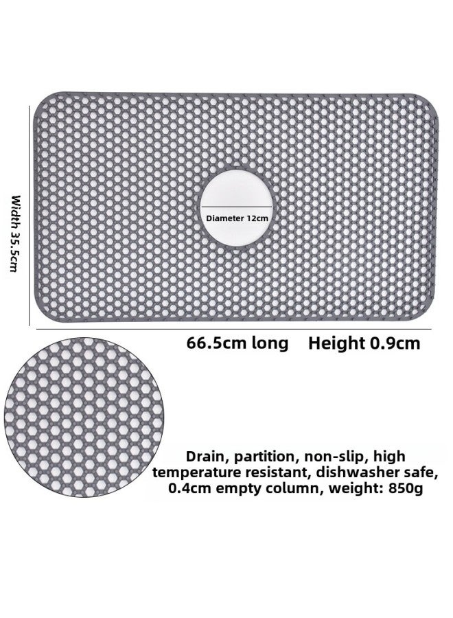 Large Size Silicone Kitchen Hollow Sink Mat Non-Slip Heat Insulation Drain Open Sink Table Mat-Color:Light Lotus Root Starch  31.5*26.5  - Image 2
