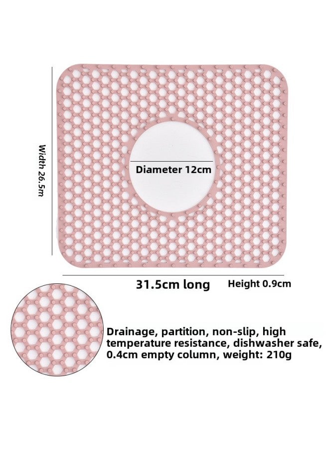 Large Size Silicone Kitchen Hollow Sink Mat Non-Slip Heat Insulation Drain Open Sink Table Mat-Color:Light Lotus Root Starch  31.5*26.5  - Image 1