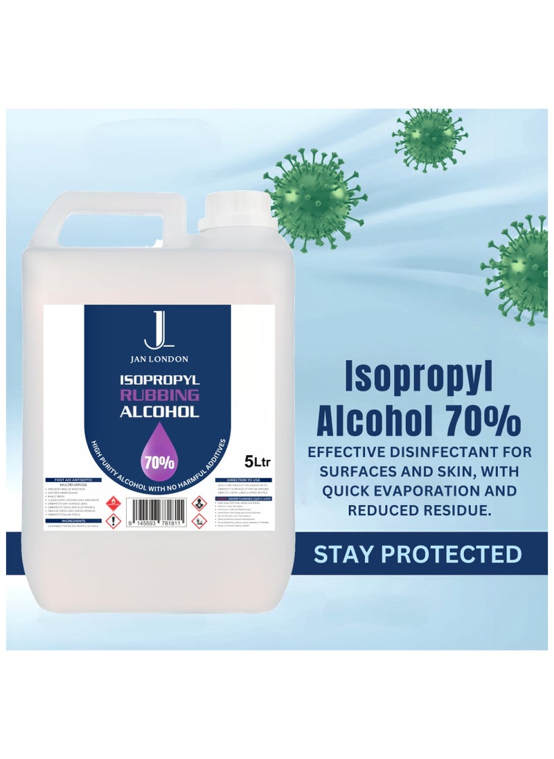 JAN LONDON Isopropyl Rubbing Alcohol, IPA 70% – Versatile Antiseptic & Cleaner for Wounds, Surfaces, Electronics – Quick-Drying, Residue-Free, 5Liter  - Image 2
