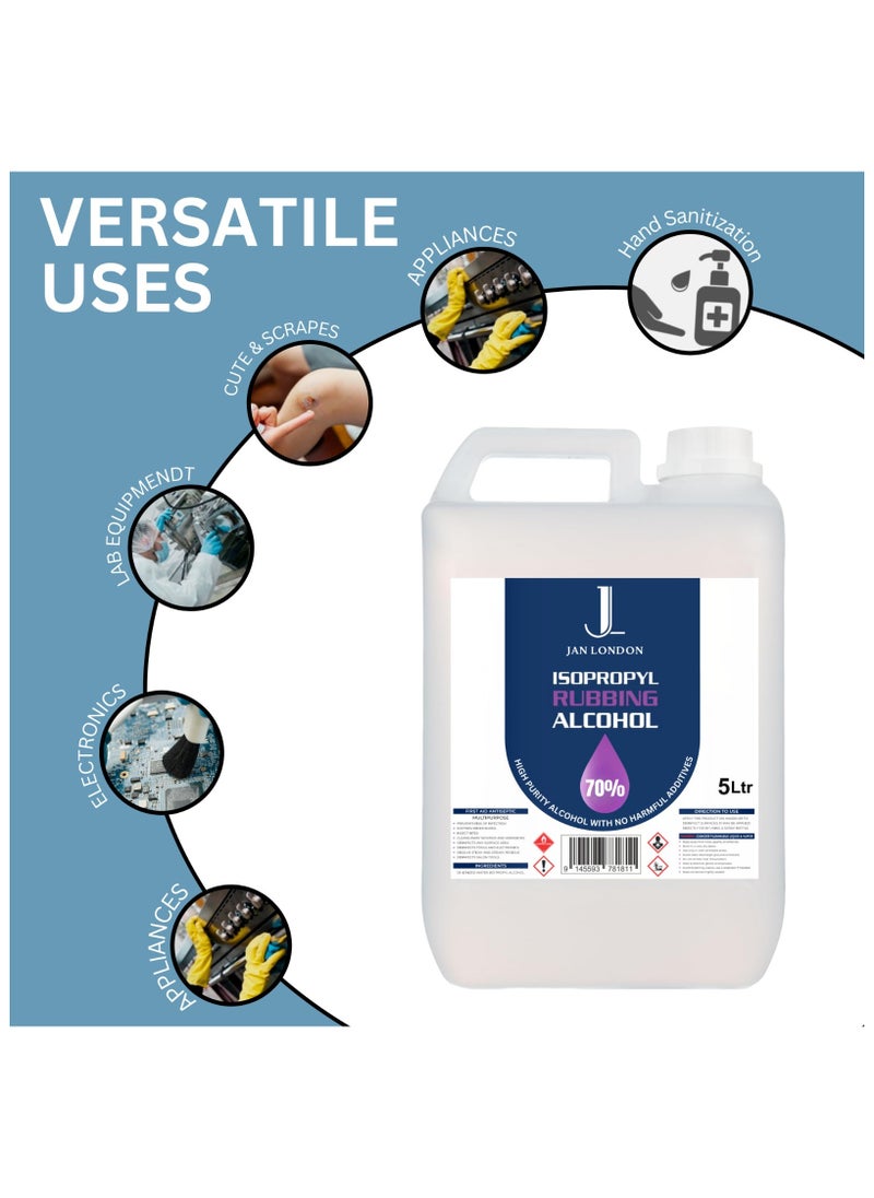 JAN LONDON Isopropyl Rubbing Alcohol, IPA 70% – Versatile Antiseptic & Cleaner for Wounds, Surfaces, Electronics – Quick-Drying, Residue-Free, 5Liter  - Image 3