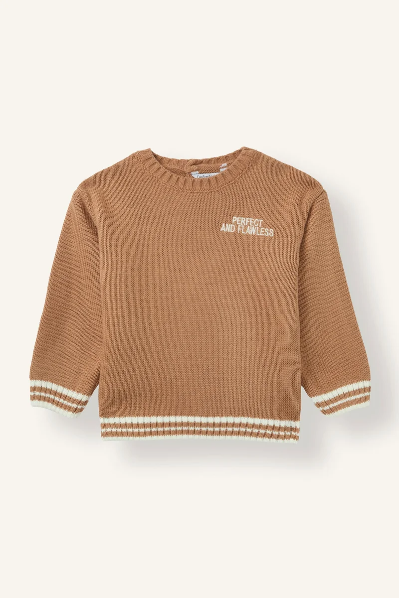 ديفاكتو Baby Boy Regular Fit Slogan Crew Neck Pullover