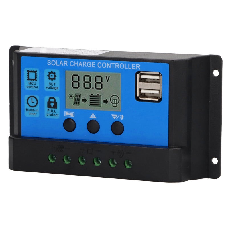 وحدة التحكم في الألواح الشمسية: 12 فولت 24 فولت شاشة LCD عالية الكفاءة تتبع MPPT للشحن - مخرج USB مزدوج حماية متعددة الدوائر لأنظمة الطاقة الشمسية خارج الشبكة للاستخدام المنزلي والمركبات الترفيهية - Image 3