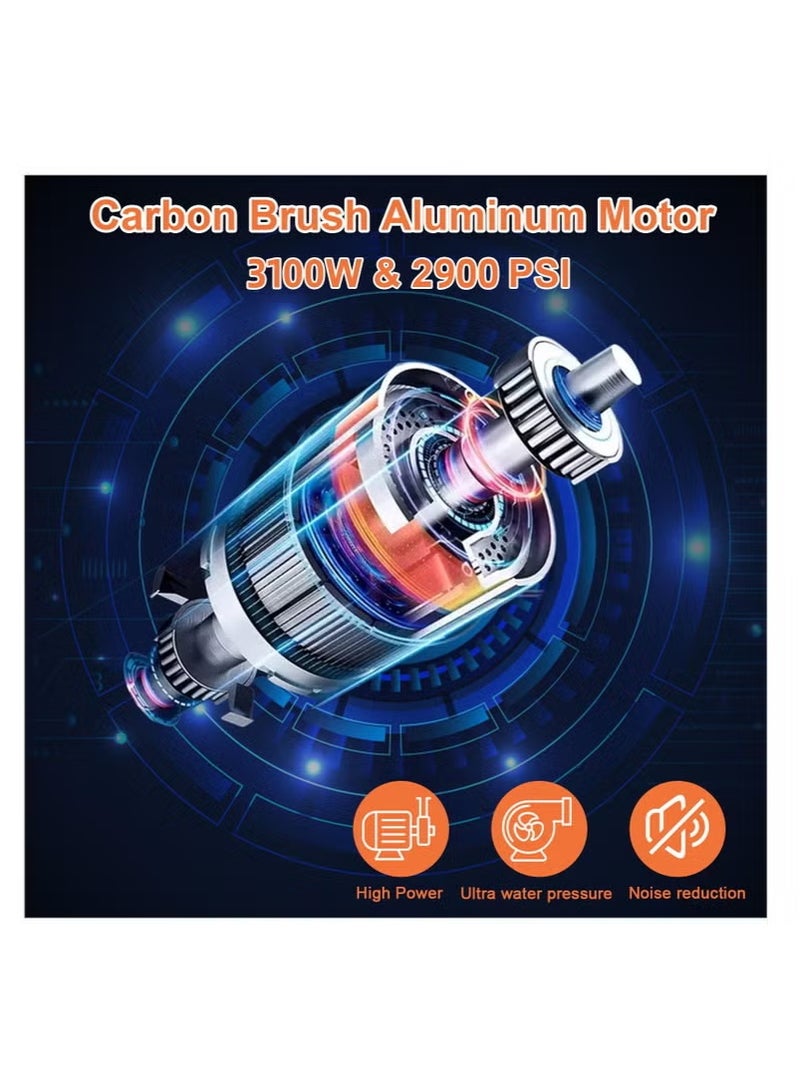 EzzySo Electric Pressure Washer 2900 PSI Max 3.1 GPM 3100W Compact Portable Power Washer with 66 FT Hose Adjustable Nozzles and Foam Cannon, Small Car Pressure Washer for Home/Patio/Driveway/Yellow - Image 5