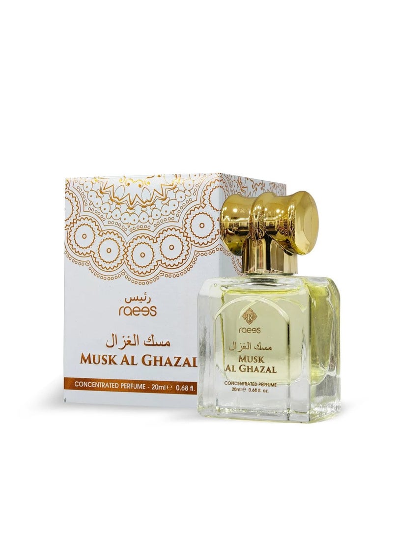 raees Musk Al Ghazal Roll-On Attar Perfume Oil 20ml Alcohol-Free Concentrated Fragrance – Raees - Image 2