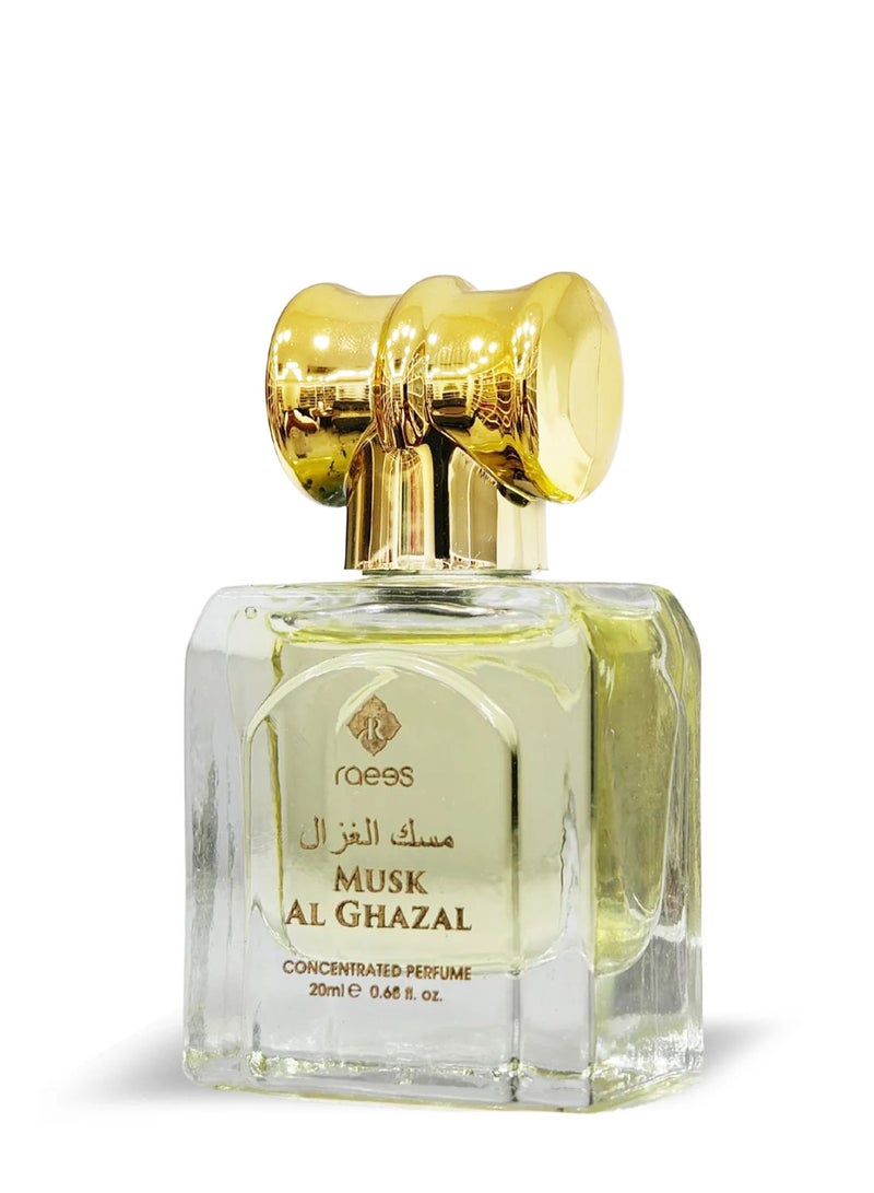 raees Musk Al Ghazal Roll-On Attar Perfume Oil 20ml Alcohol-Free Concentrated Fragrance – Raees - Image 1