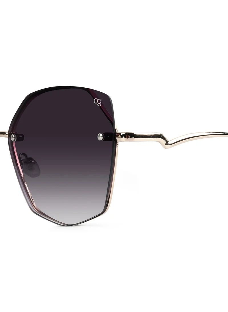 Woggles Latest & Stylish UV Protected Dusk Black Oversized Rimless Sunglasses for Women