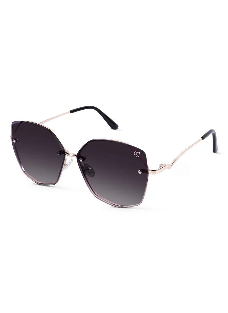 Woggles Latest & Stylish UV Protected Dusk Black Oversized Rimless Sunglasses for Women