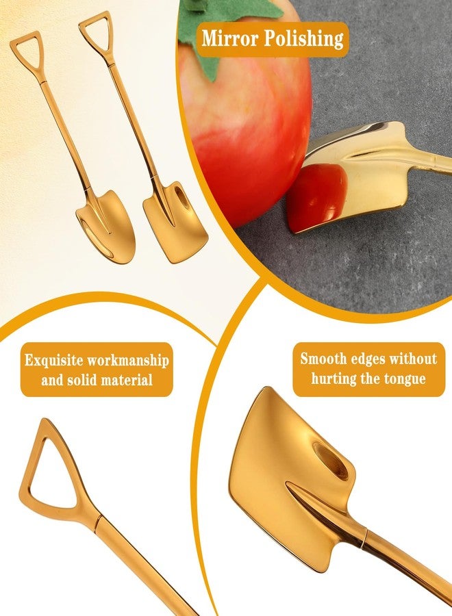 Shimmeroo 2PCS Mini Shovel Spoons, Stainless Steel Shovel Spoons Square Head Pointed Reusable Spoon Set for Coffee Dessert Ice Cream Tea Appetizers New Home Couples Gift - Image 3