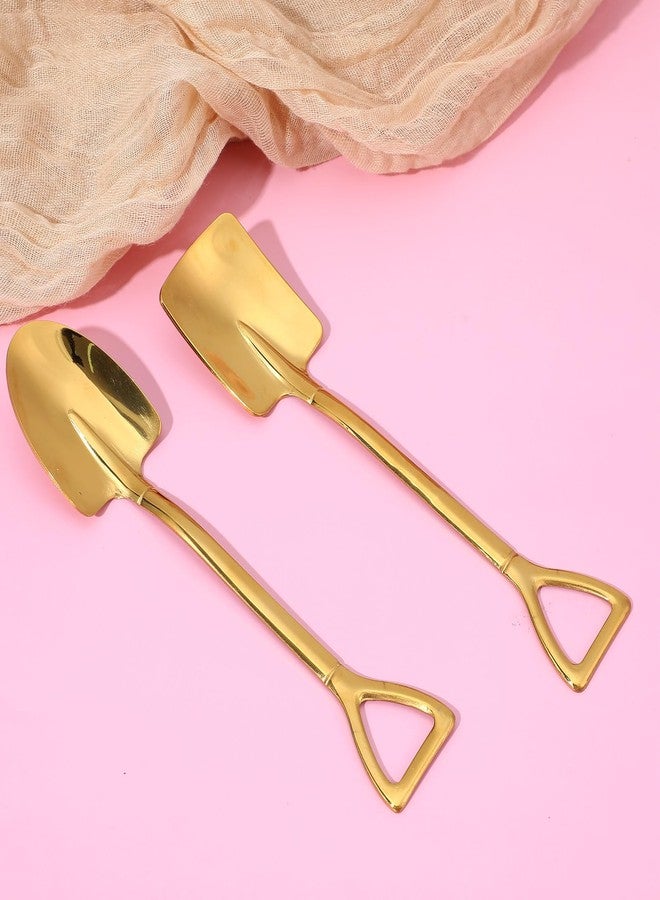 Shimmeroo 2PCS Mini Shovel Spoons, Stainless Steel Shovel Spoons Square Head Pointed Reusable Spoon Set for Coffee Dessert Ice Cream Tea Appetizers New Home Couples Gift - Image 5
