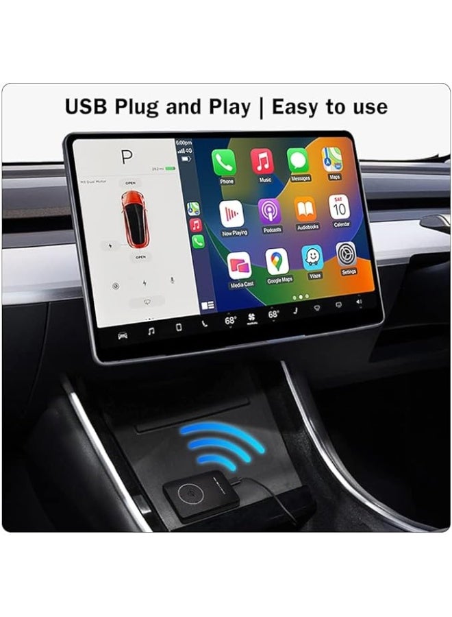UKMASTER Wireless CarPlay Adapter Box for Tesla Model S/3/X/Y, 2021-2024 Models, USB Connection - Image 2