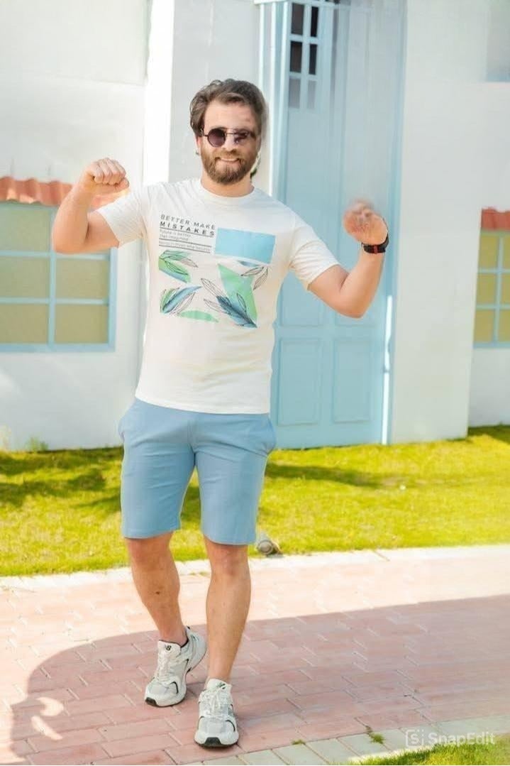 طقم شورت كاجول , رجالى مريح ، مناسب للخروجات لون لبنى - Image 1