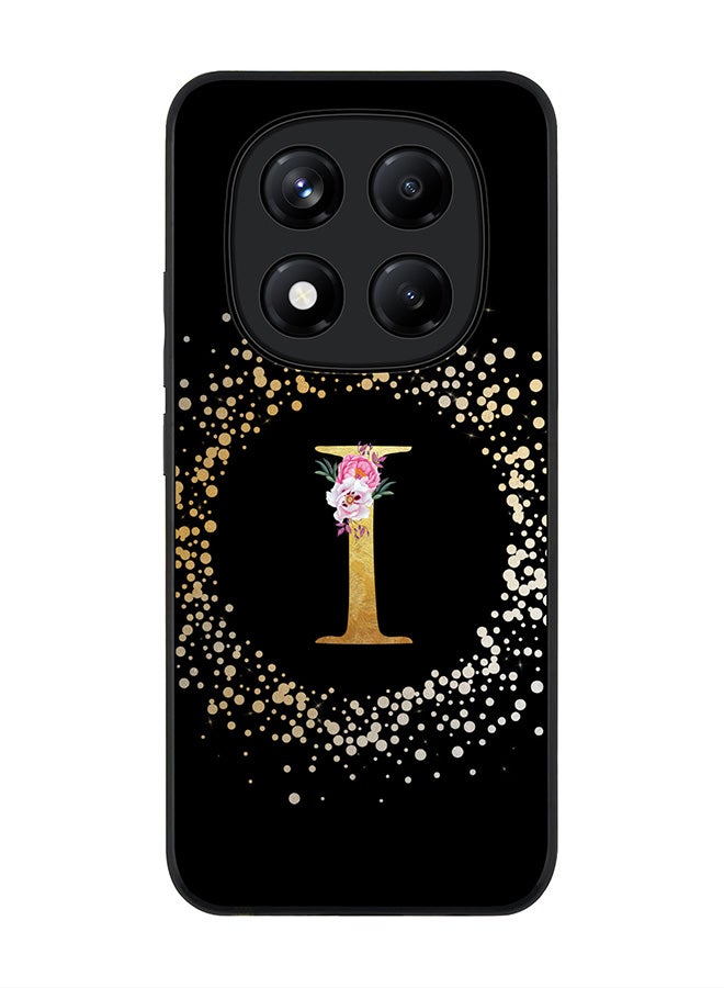 Stylizedd For Xiaomi Redmi Note 14 Pro 4G 4G Case,Slim fit Camera Protection, Shockproof Thin Phone cover  - Custom Monogram Floral - I ( Black ) - Image 1
