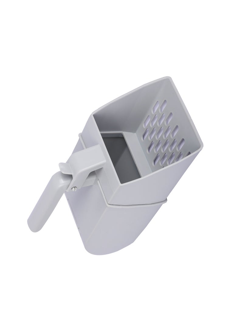 HAPPY PUSS Integrated, cat litter shovel with 3 free rolls of pet waste bags, safe design, Multipurpose, cat and dog care accessories -grey color. - Image 1