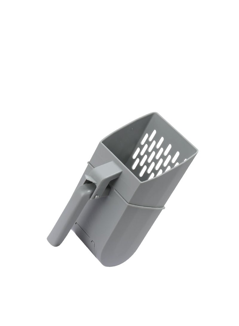 HAPPY PUSS Integrated, cat litter shovel with 3 free rolls of pet waste bags, safe design, Multipurpose, cat and dog care accessories -grey color. - Image 2