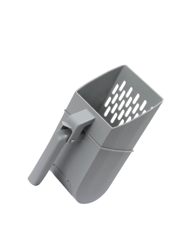 HAPPY PUSS Integrated, cat litter shovel with 3 free rolls of pet waste bags, safe design, Multipurpose, cat and dog care accessories -grey color. - Image 3