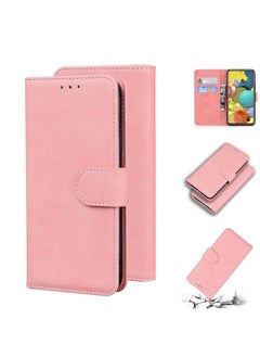 Case Cover For Samsung Galaxy A71 5G Skin Feel Pure Color Flip Leather Phone Case Pink