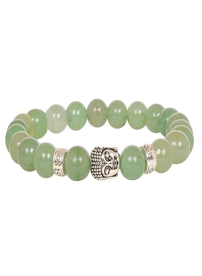 Sukhad Green Aventurine Buddha Bracelet for Men & Women | Natural Healing Crystal Beaded Bracelet | Luck, Wealth & Positive Energy Stone | Stretch Adjustable Spiritual Bracelet - Image 1