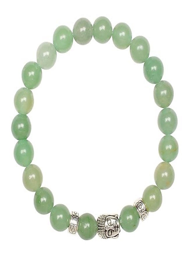 Sukhad Green Aventurine Buddha Bracelet for Men & Women | Natural Healing Crystal Beaded Bracelet | Luck, Wealth & Positive Energy Stone | Stretch Adjustable Spiritual Bracelet - Image 2