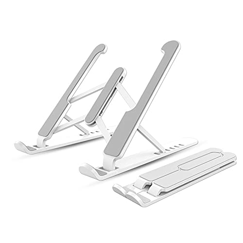 Leeonz Laptop Tablet Stand Folding Portable Office Holder Laptop Holder Riser Computer Tablet Stand with 6 Levels Height Adjustment Ergonomic Ventilated Universal Desktop Holder Cooling Bracket Grey - Image 1