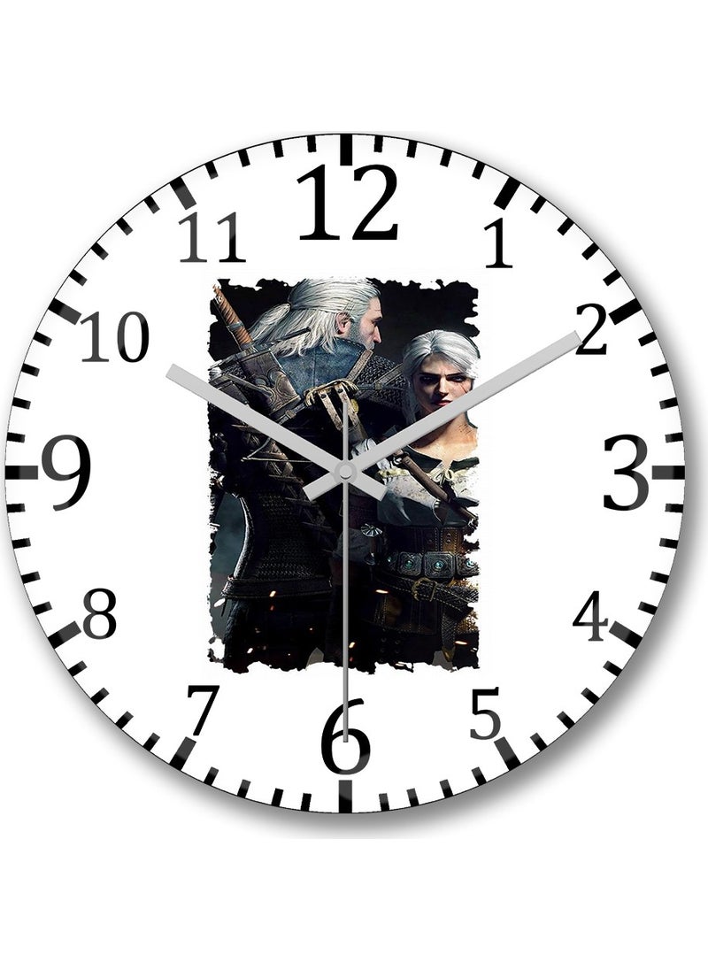 Baskı Dükkanı - Print Shop Ciri E Geralt De Rivia Wall Clock Curved Real Glass - Image 1