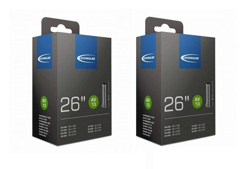 SCHWALBE أنابيب داخلية لدراجة جبلية شوالبي 2 × 26 26x2.1 مع صمامات شرايدر/سيارة، أسود - Image 5
