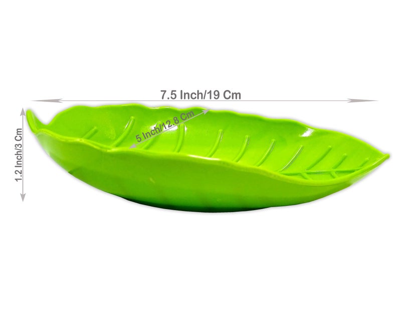 BHOJANWARE Pack of 12 Melamine Snack Platters in Green Color-Perfect for Kitchen Utensils & Serving Snacks (Size-7.5 Inch /19 CM) - Image 2