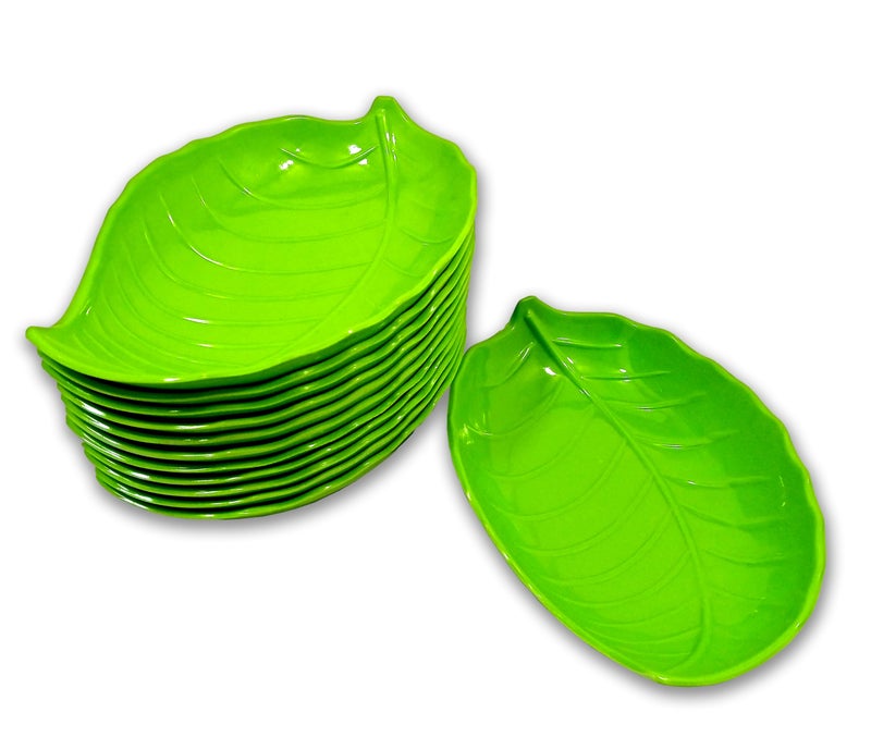 BHOJANWARE Pack of 12 Melamine Snack Platters in Green Color-Perfect for Kitchen Utensils & Serving Snacks (Size-7.5 Inch /19 CM) - Image 4