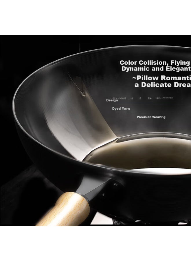Wok, Iron Pan For Stir-frying, Compatible With Induction And Gas Stoves, Flat Bottom, Healthy Non-coated, Imported Ultra Iron, 30cm - Image 2